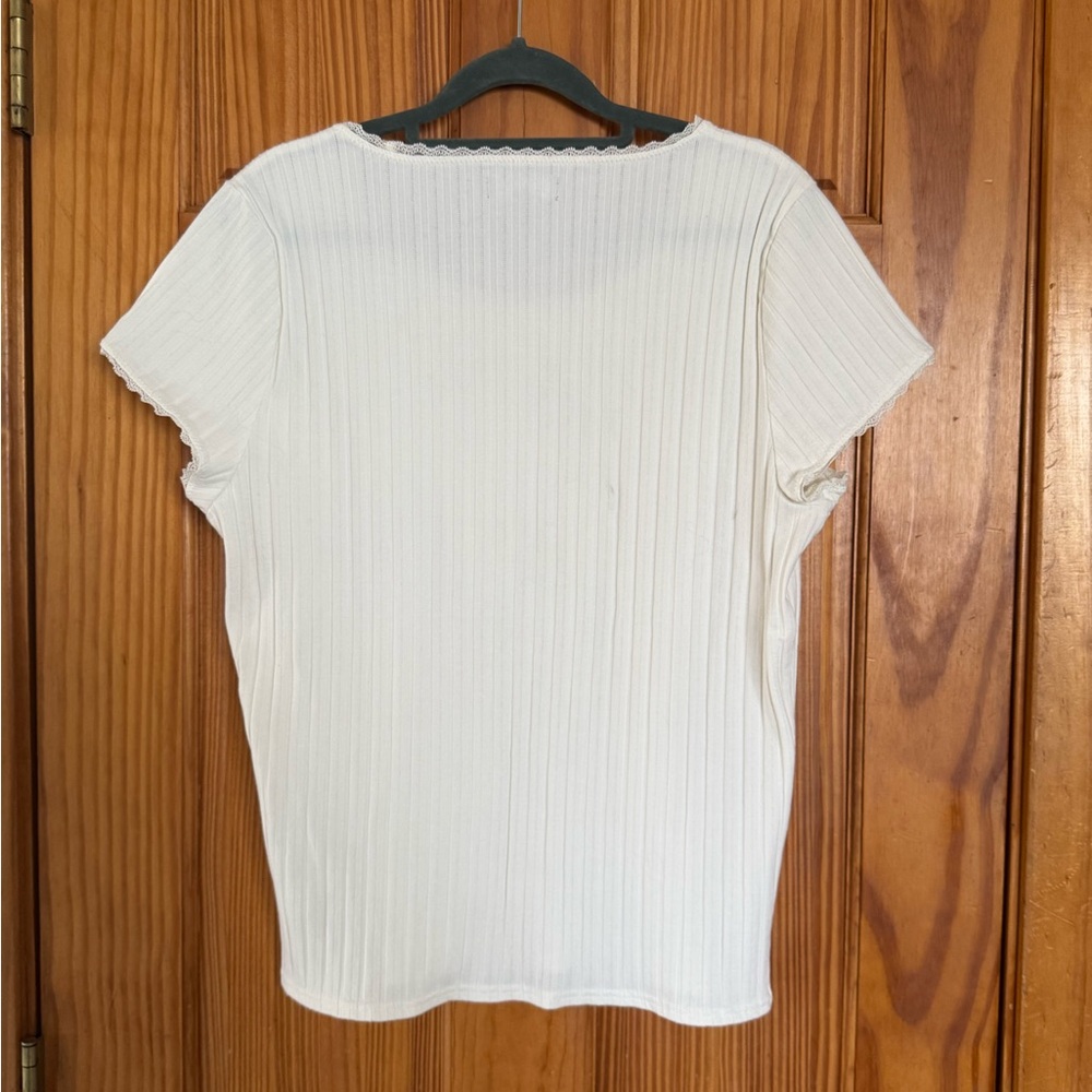J. Crew Women's White Pointelle Ribbed Top - Picture 6 of 6